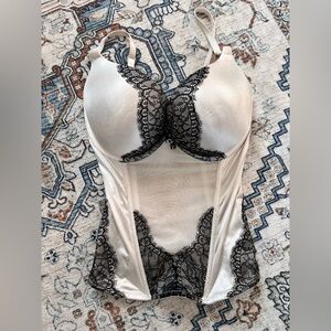 Victoria's Secret Cream and Black Lace Bustier